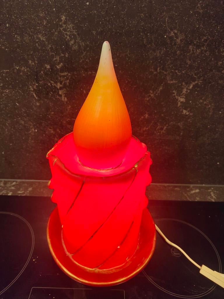 Sfeervolle Kaarslamp - Rood met Vlam Effect, Ophalen of Verzenden, Gebruikt, Sfeervol, Decoratief, Klassiek