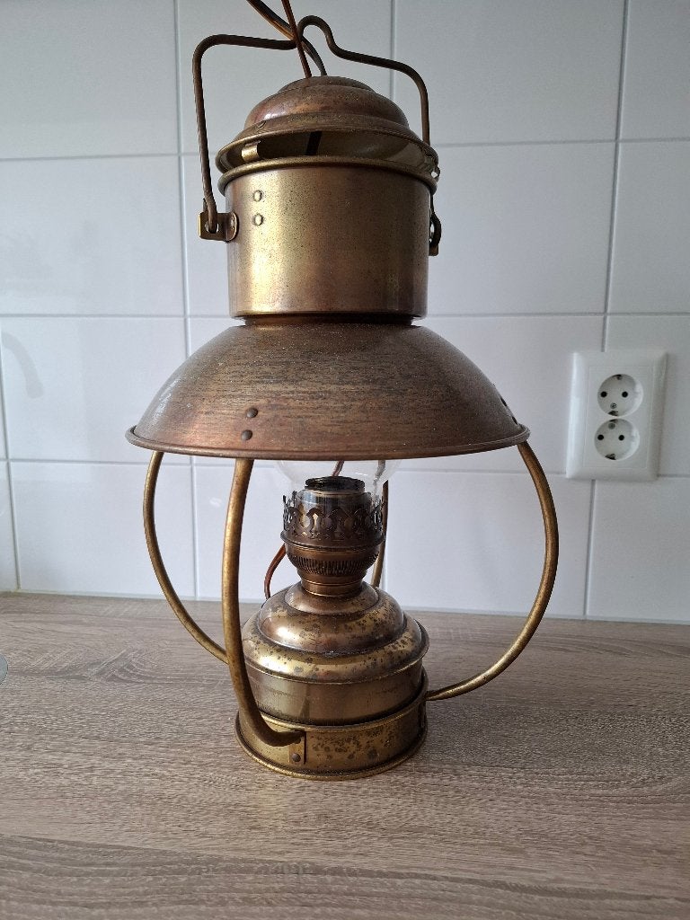 Antieke scheepslamp Kosmos Brenner met Matador Prima glas, Ophalen of Verzenden