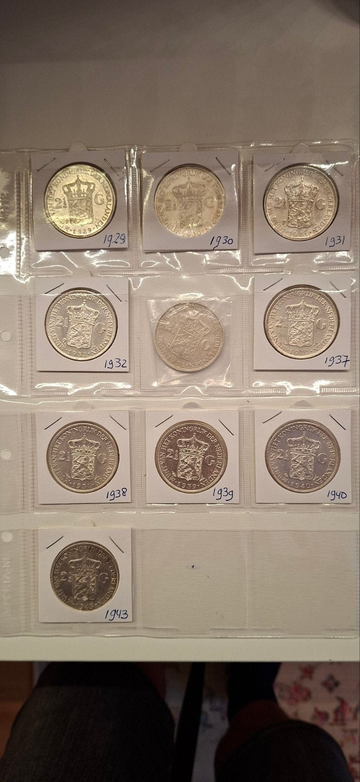 Complete serie Rijksdaalders Wilhelmina (1929-1943), Ophalen of Verzenden, Koningin Wilhelmina, 2½ gulden