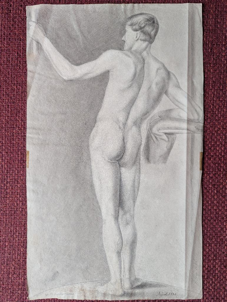 Mannelijk academisch naakt 1884, Antiek en Kunst, Ophalen of Verzenden