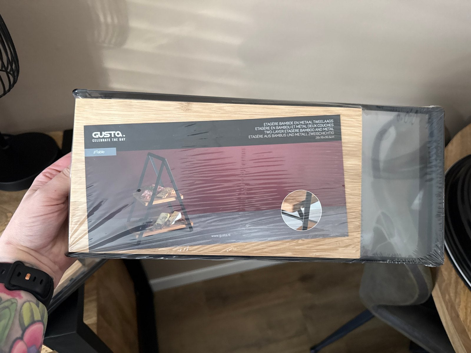 Gusto Bamboe en Metaal Etagere - Nieuw in verpakking, Ophalen, Nieuw, Hout
