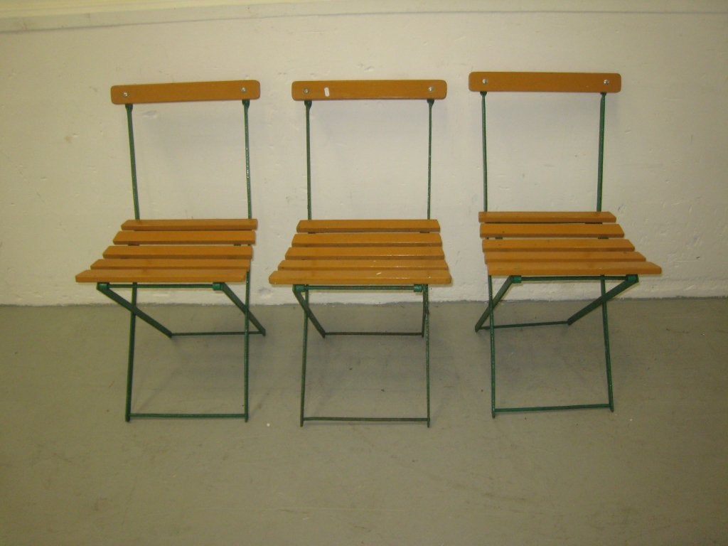 3 bistro vouwstoelen metaal/hout, Niet ingevuld, Gebruikt, Niet ingevuld, Niet ingevuld