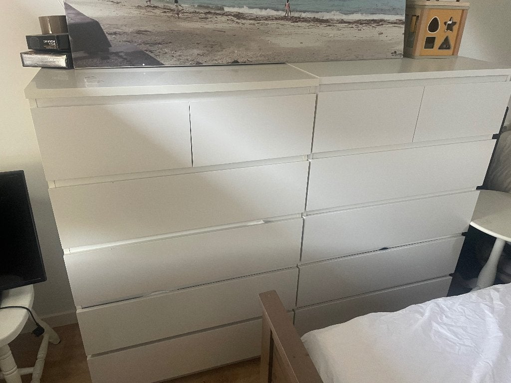 2x IKEA MALM Ladenkast wit, Huis en Inrichting, Kasten | Ladekasten, Ophalen, Gebruikt, 5 laden of meer, 100 tot 150 cm