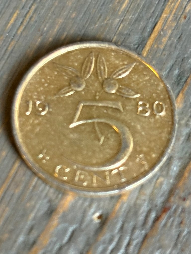 5 Cent 1980 verguld, Ophalen of Verzenden, Koningin Juliana, 5 cent, Losse munt