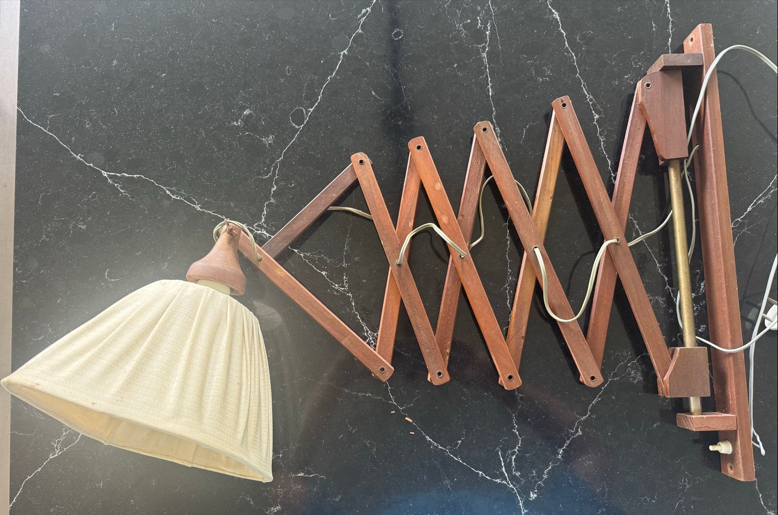 Vintage harmonica muurlamp - Hout, Ophalen