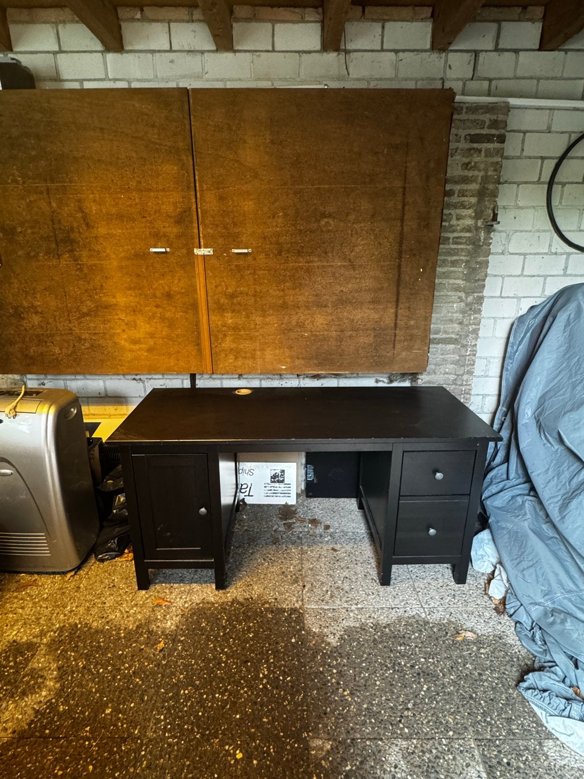 IKEA HEMNES Bureau - Zwart (155x65 cm), Huis en Inrichting, Bureaus, Ophalen, Zwart, Gebruikt, Met lades