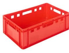 Rode kunststof krat - Handig voor opslag en transport, Doe-het-zelf en Verbouw, Kratten en Dozen, Ophalen, Gebruikt, 40 tot 60 cm