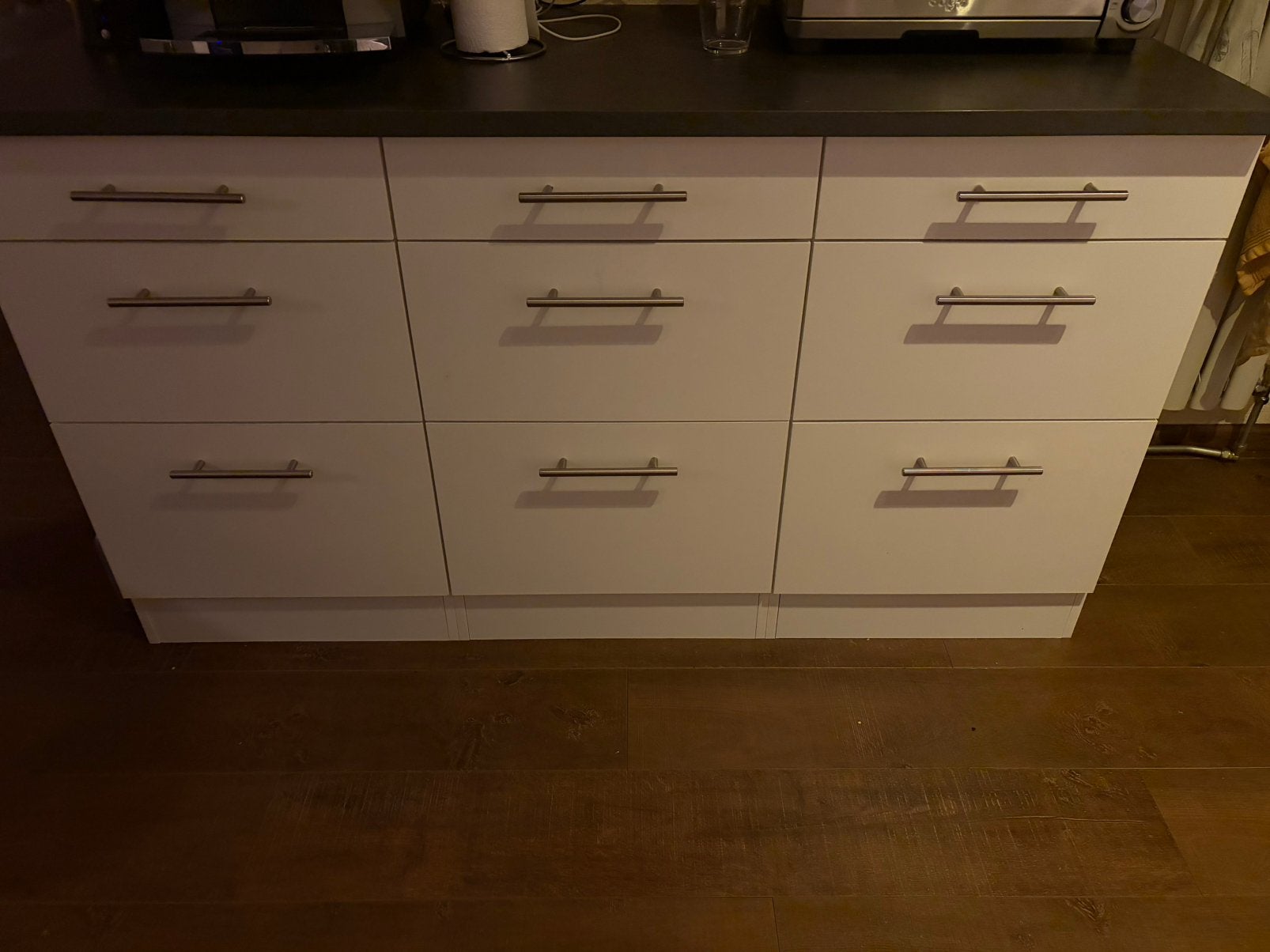 Witte keukenkast met zwart granietlook werkblad, Ophalen, Zo goed als nieuw, Wit, Enkelwandige keuken
