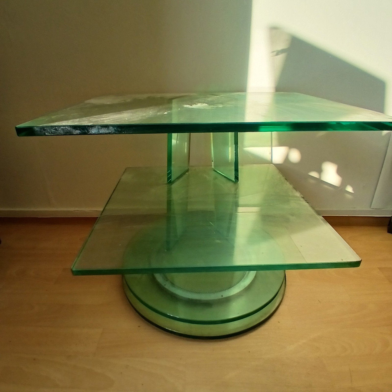 Glazen salontafel met twee niveaus, Ophalen, 50 – 75, Gebruikt, 50 tot 100 cm