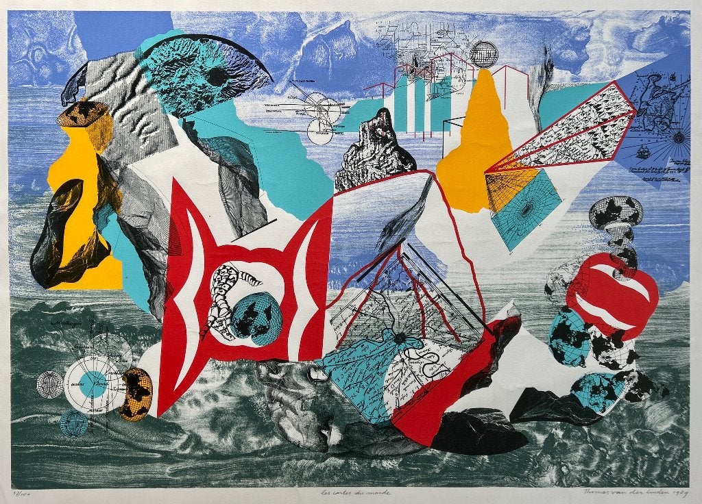 Zeefdruk Thomas van der Linden - Les cates du monde, Antiek en Kunst, Genummerd, Verzenden, Zeefdruk