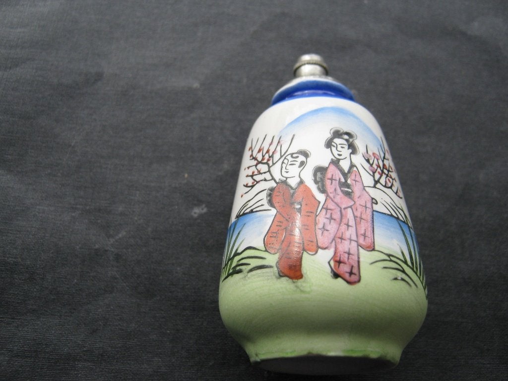 Antiek Chinees Porseleinen Parfumflesje met draaibare dop, Antiek en Kunst, Verzenden
