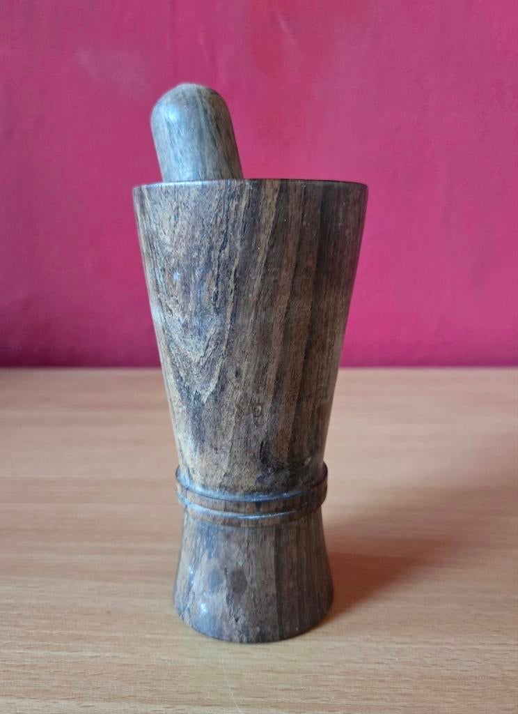 Houten vijzel met stamper, Ophalen of Verzenden