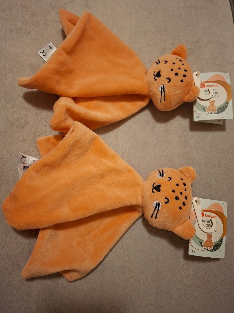 Nieuw Kruidvat knuffeldoekje luipaard/poes/kat met kaartjes, Ophalen, Oranje, Overige merken, Nieuw