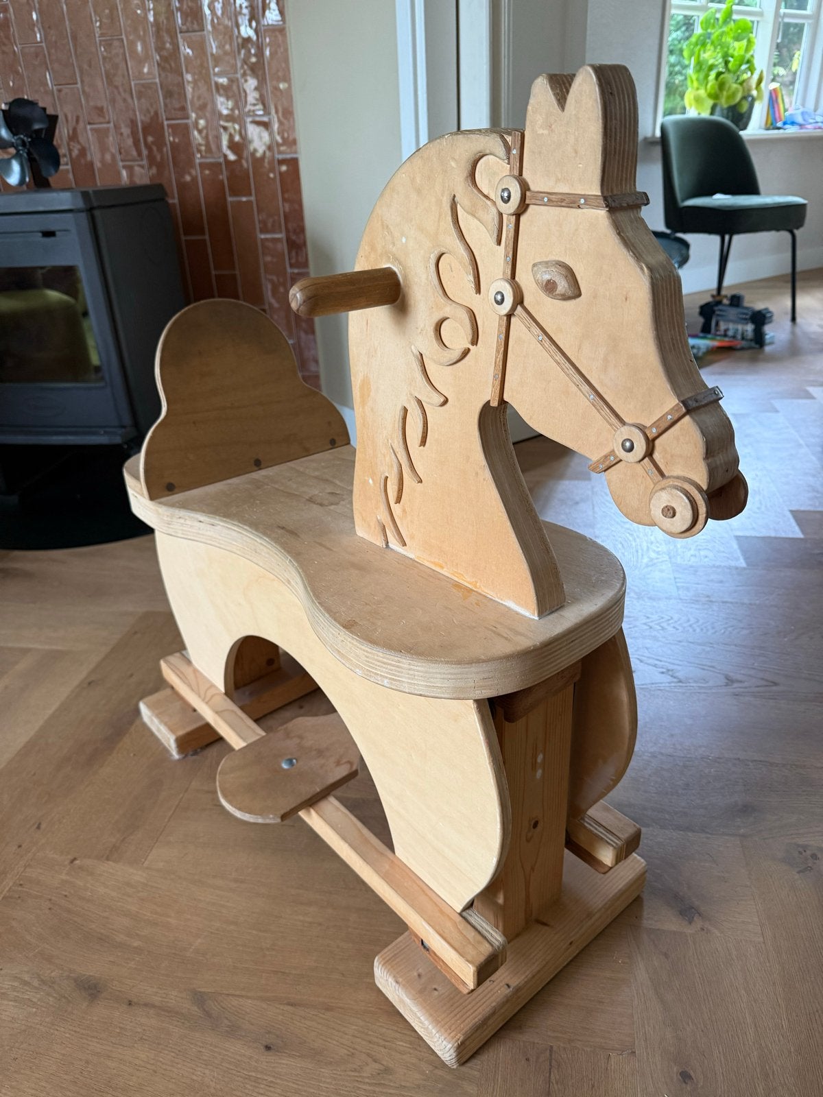 Houten hobbelpaard - Klassiek speelgoed, Kinderen en Baby's, Speelgoed | Houten speelgoed, Ophalen, Gebruikt, Rij- of Hobbelspeelgoed