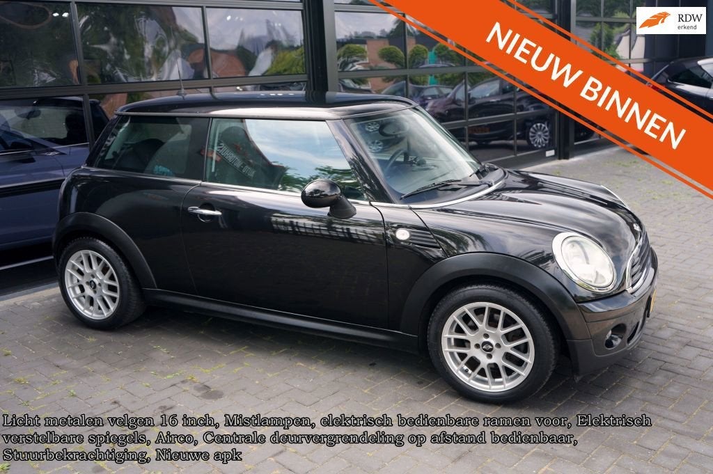 Mini 3-Deurs 1.4 One, Airco, Elek pakket, Nieuwe apk, Voorwielaandrijving, Stof, Gebruikt, Zwart