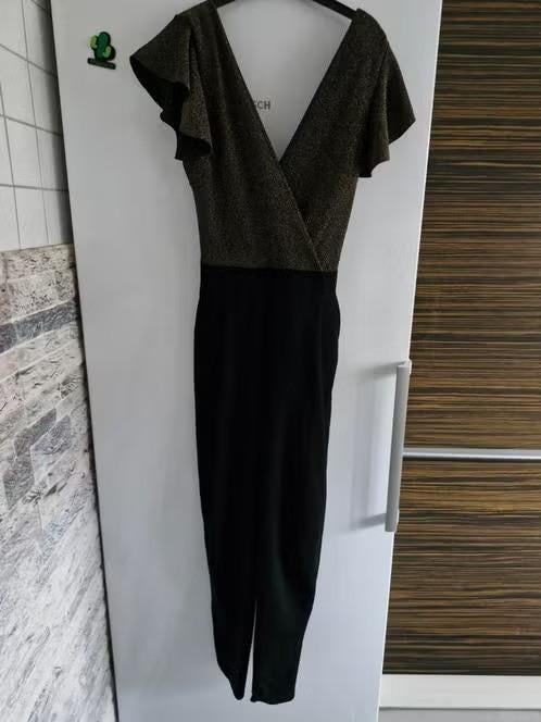 Zwart en glitter jumpsuit met rits Maat xl h, Kleding | Dames, Jumpsuits, Zwart, Maat 46/48 (XL) of groter, Onbekend, Ophalen of Verzenden
