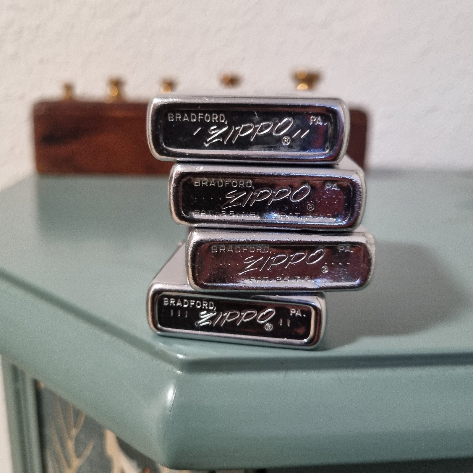 Set van 4 oude zippo's, jaren '50t/m'70., Verzamelen, Ophalen, Gebruikt, Aansteker