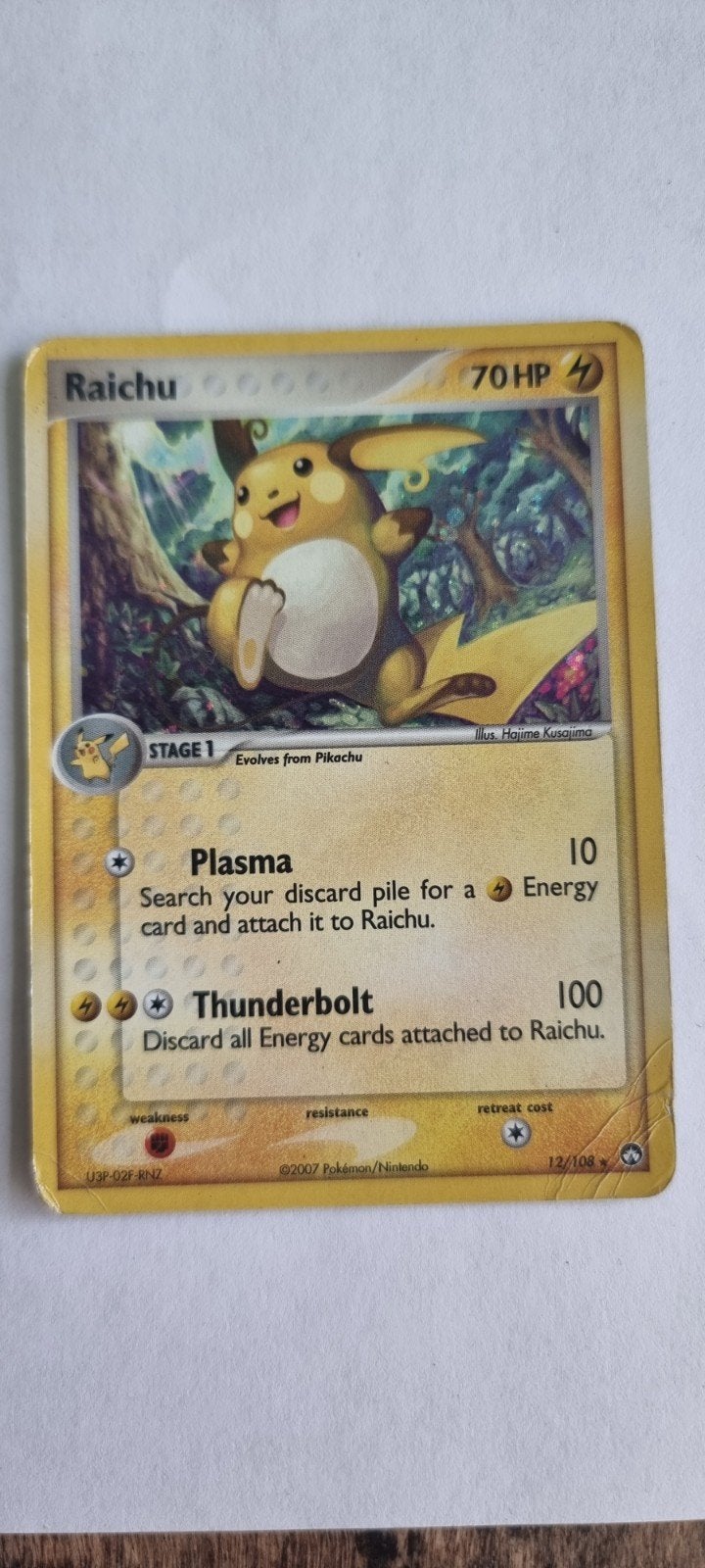 Raichu Pokémon Kaart 12/108 EX Power Keepers, Ophalen of Verzenden, Gebruikt, Losse kaart