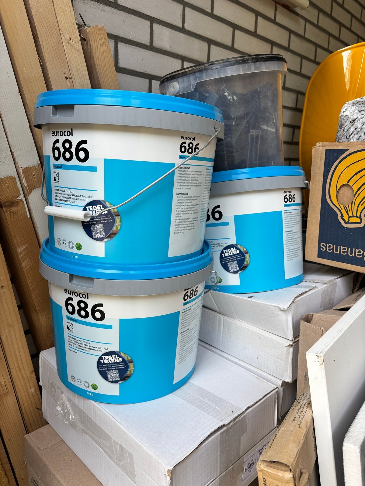 Eurocol 686 Tegellijm - 3 emmers van 15 kg, Ophalen, Overige materialen, Overige typen, Nieuw