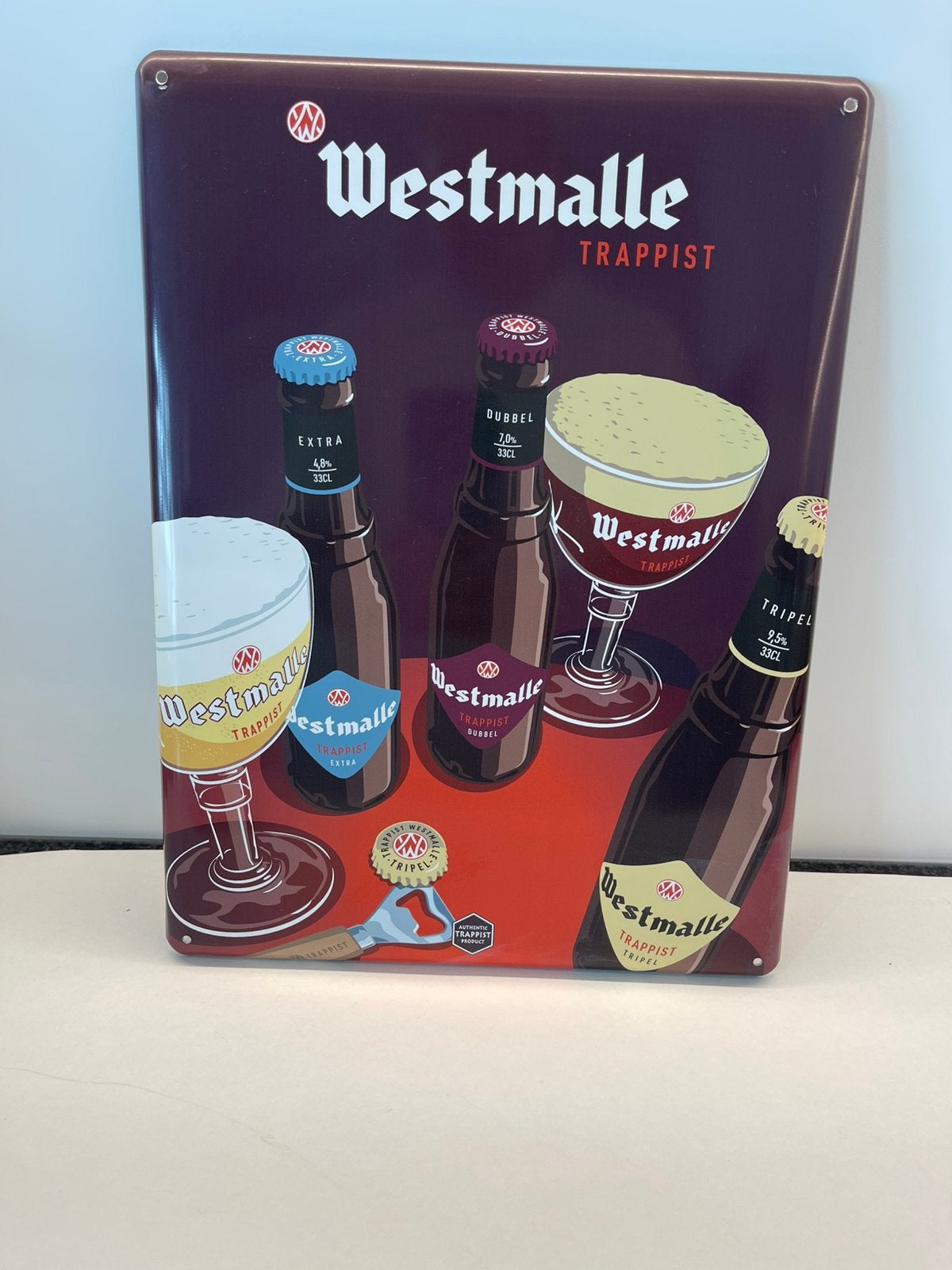 metalen reclamebord van Westmalle Trappist, Ophalen of Verzenden, Reclamebord, Plaat of Schild, Overige merken
