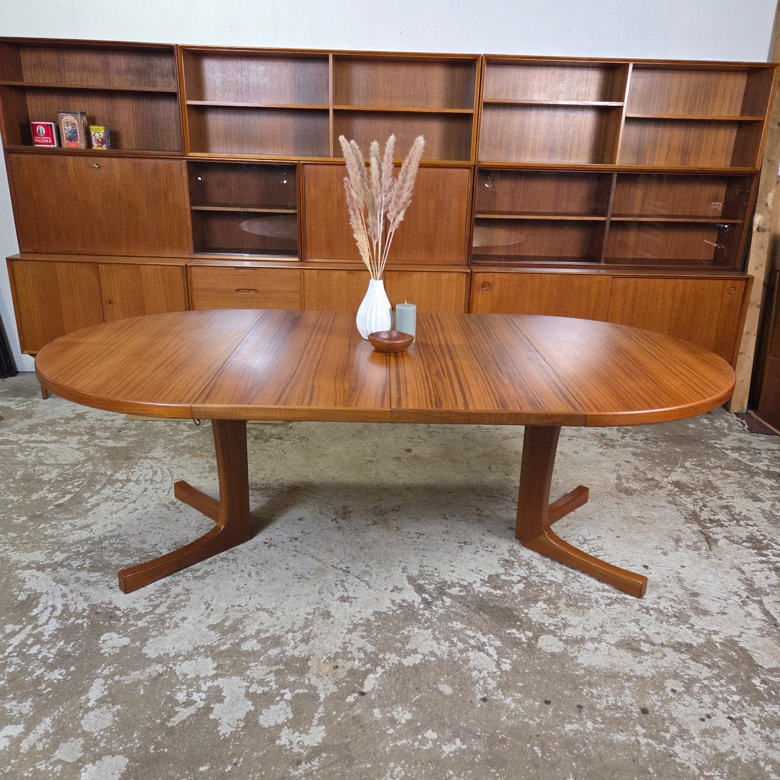 2x verlengbare vintage Deense ronde eettafel teak jaren 60, Ophalen, 100 tot 150 cm, Teakhout, 200 cm of meer