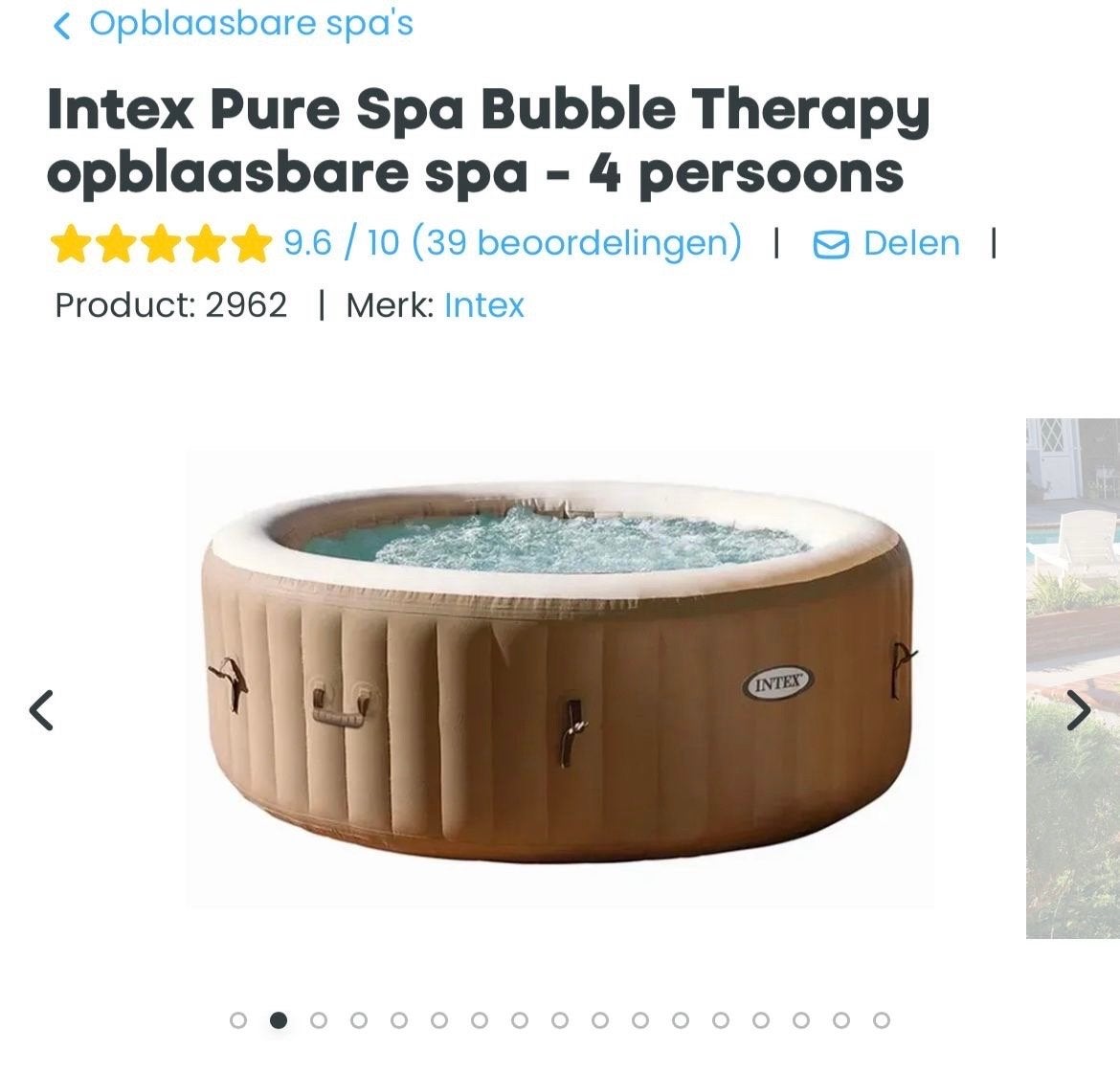 Intex Pure Spa Bubble Therapy opblaasbare spa - 4 persoons, Ophalen, Zo goed als nieuw, Afdekzeil, Opblaasbaar