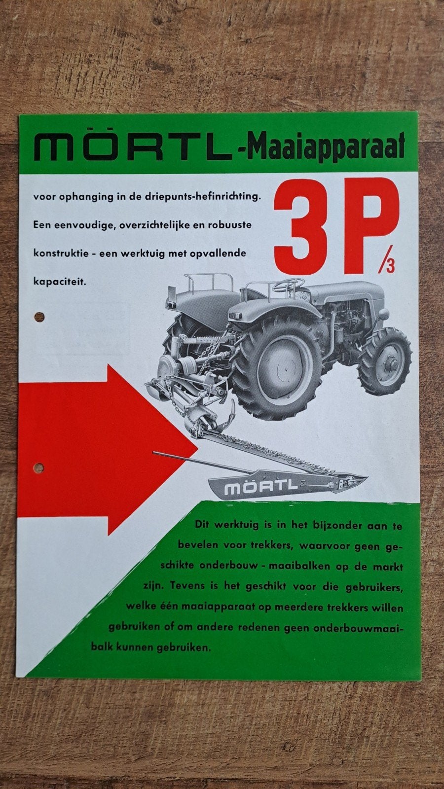 Oude folder MÖRTL MAAIAPPARAAT, vingerbalk, messenbalk, Ophalen of Verzenden, Zo goed als nieuw, Folder