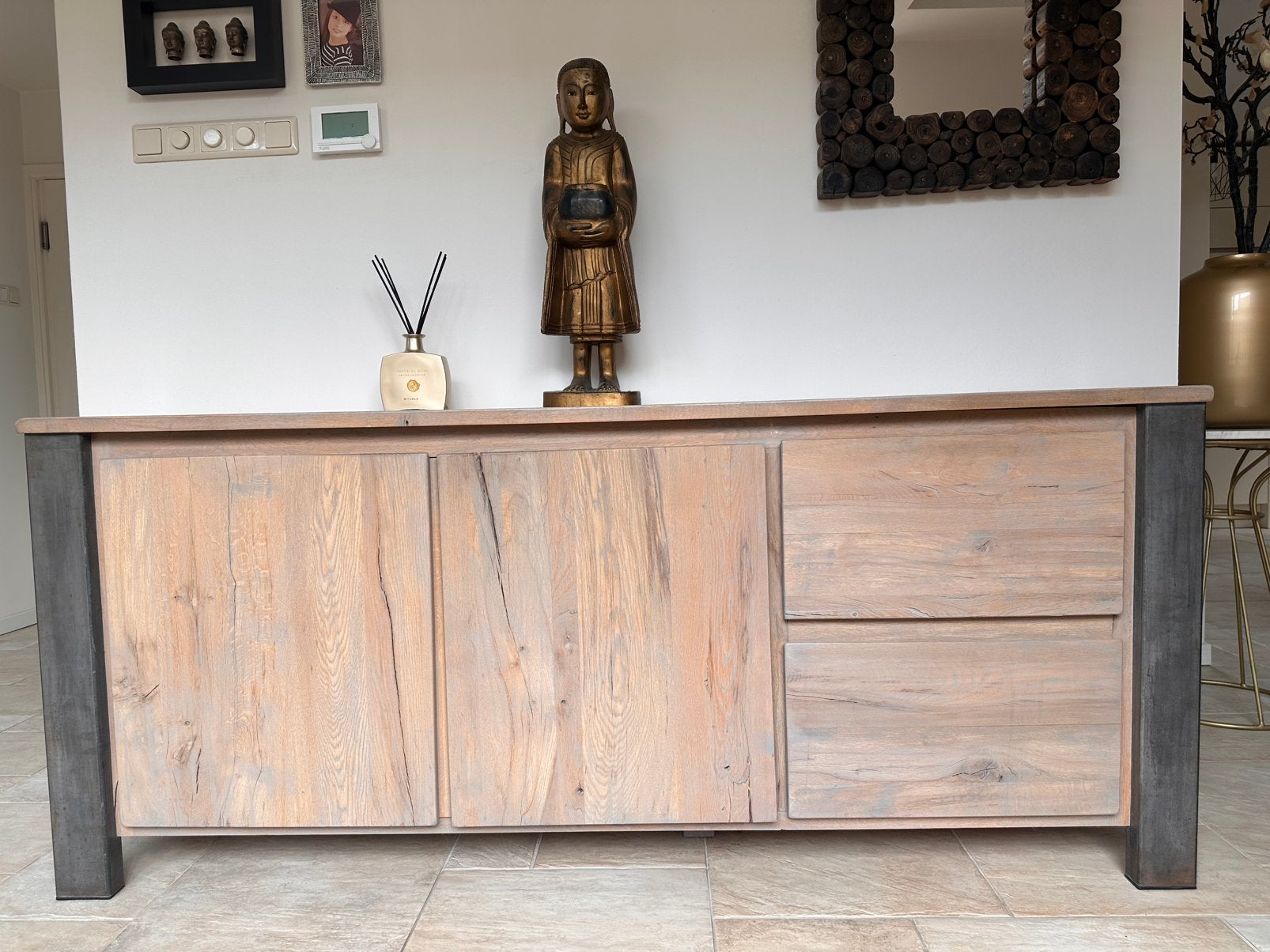 Stoer industrieel dressoir, Ophalen, Gebruikt, Overige materialen, Met deur(en)