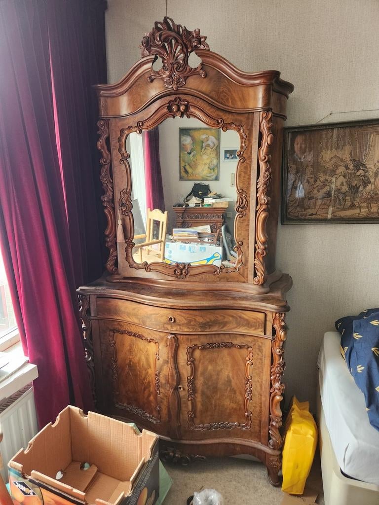 Prachtige Antieke Vitrinekast / Kabinet - 2-delig, Ophalen