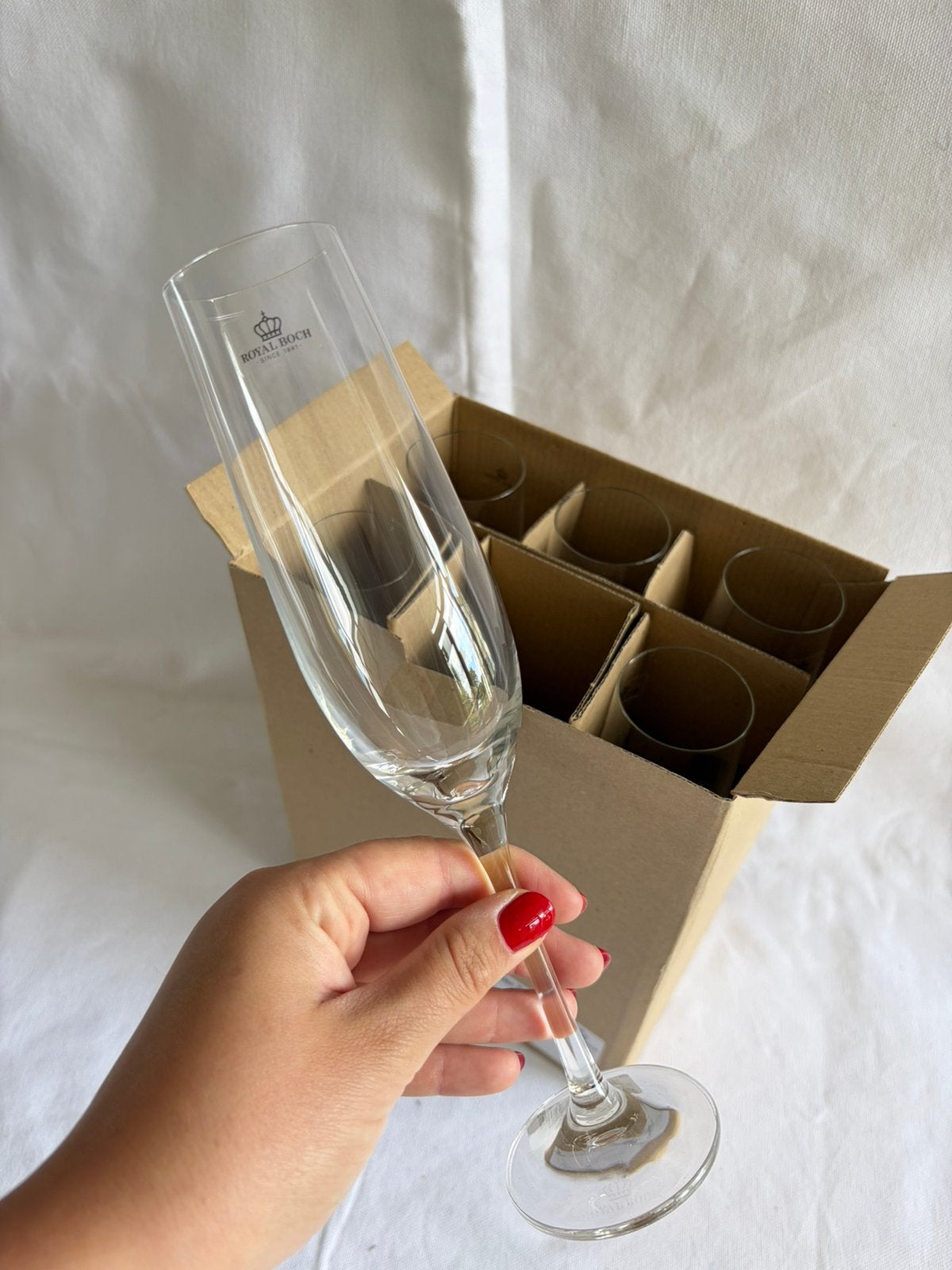 Royal boch 6x champagneglazen - nieuw in doos, Ophalen, Glas of Glazen, Nieuw, Glas