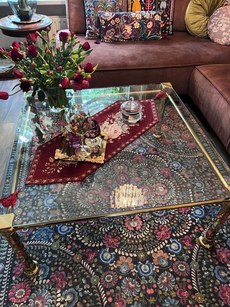 Hollywood regency style glazen salontafel, Ophalen, 100 tot 150 cm, 50 tot 100 cm, Minder dan 50 cm