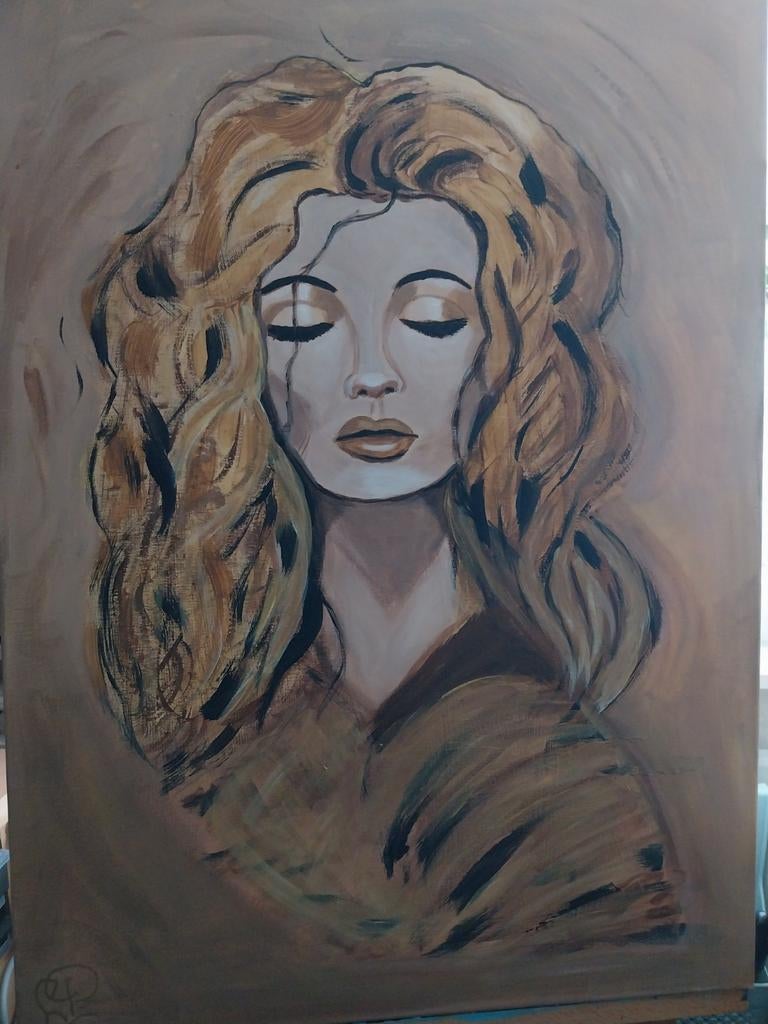 Schilderij vrouw met blond haar, Ophalen