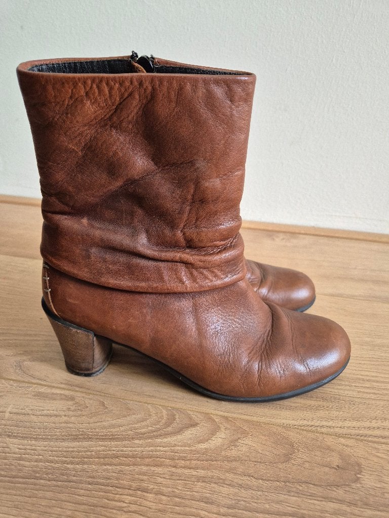 Sch63 - Bruine leren Wolky laarzen maat 39 (1), Ophalen of Verzenden, Zo goed als nieuw, Bruin, Hoge laarzen