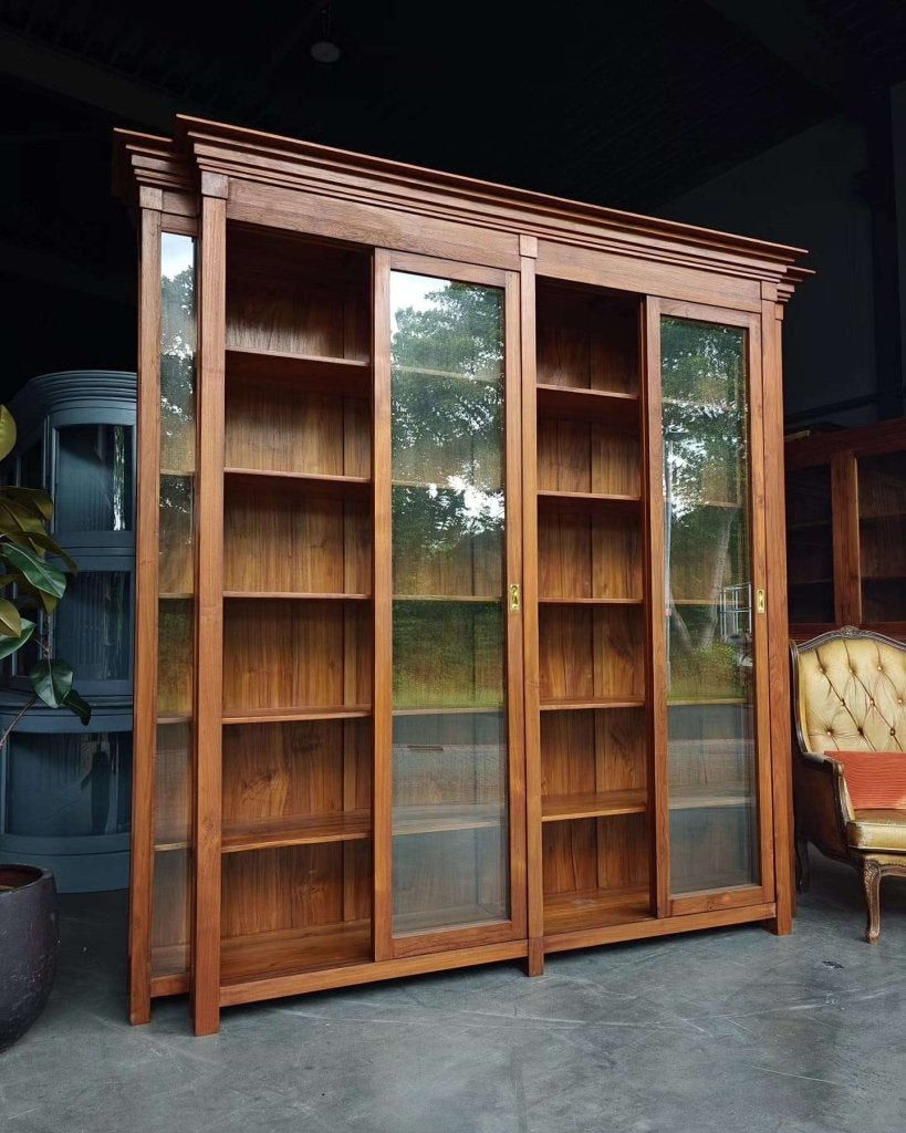 Chique teak Vitrinekast | Servieskast Art deco | #8383, Met deur(en), -, 200 cm of meer, -