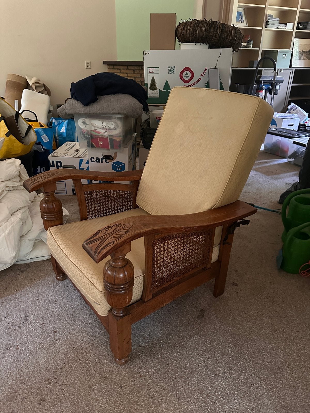 Vintage houten rookstoel met 4 standen, Ophalen, Minder dan 50 cm, Gebruikt, Minder dan 75 cm