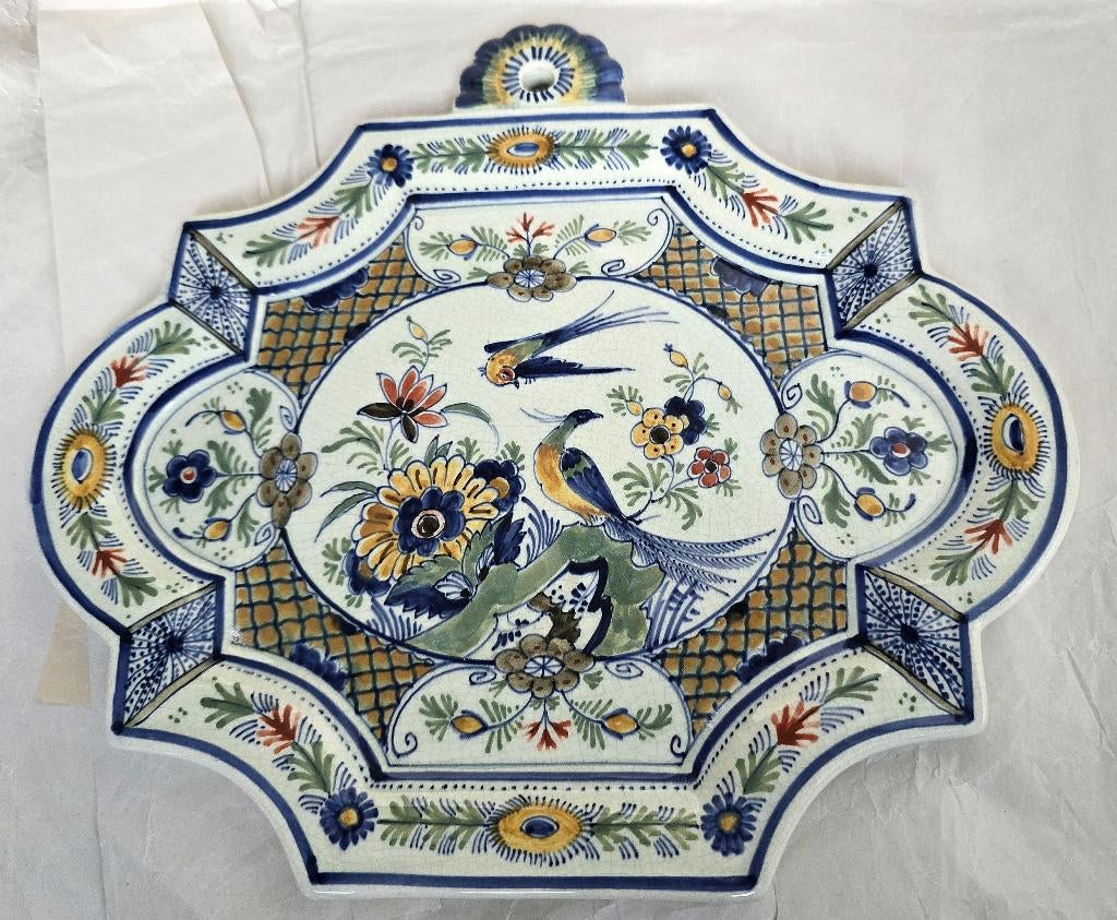 Porceleyne Fles: antieke, polychrome plaquette (1922), Antiek en Kunst, Ophalen of Verzenden