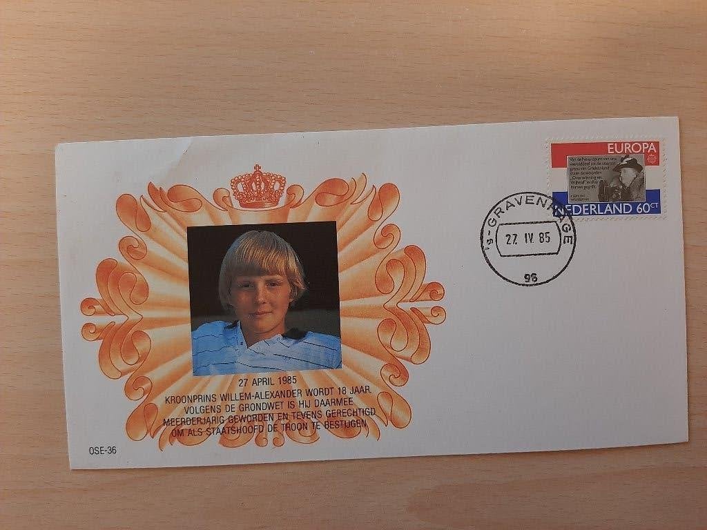 Brief Koninklijk Huis 1985 Willem Alexander 18 jaar, Verzenden, Envelop