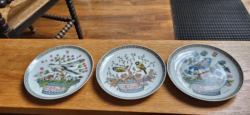 Set van 3 decoratieve borden met vogelmotieven prijs perstuk, Ophalen of Verzenden