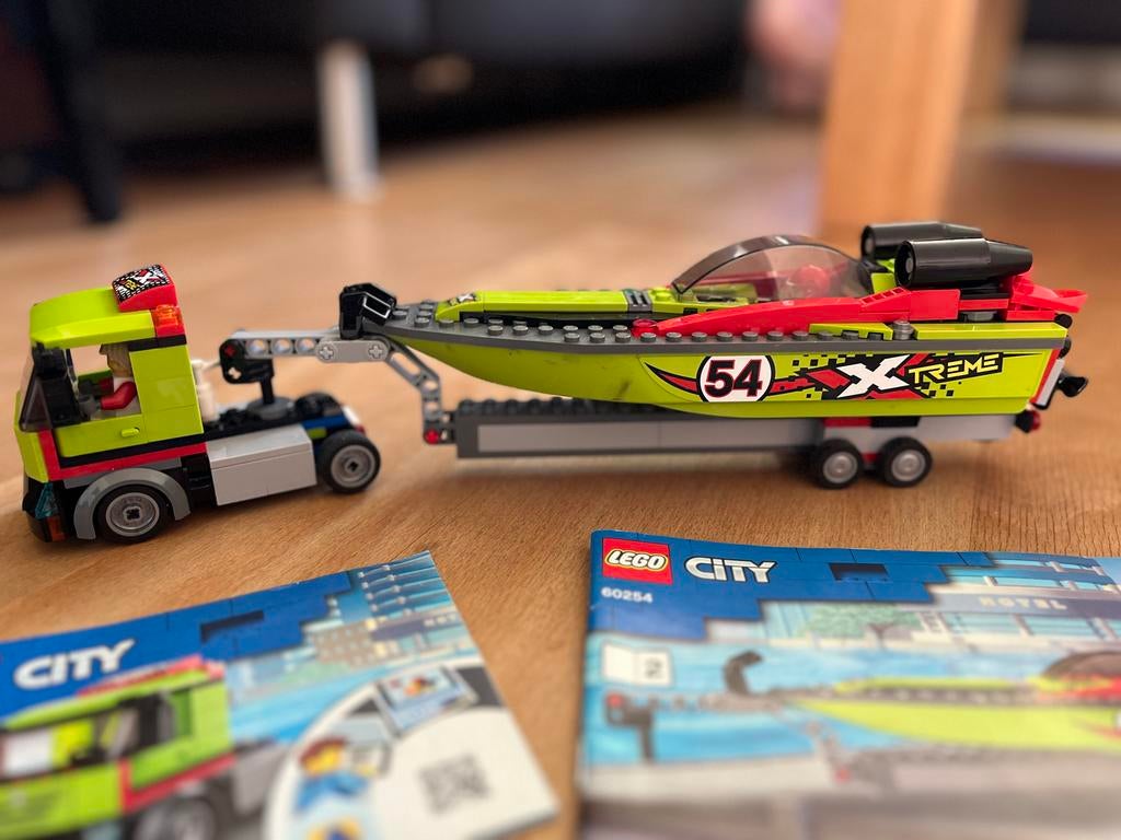 Lego City 60254 Raceboot Transport met Truck en Trailer, City, Lego, Ophalen of Verzenden, Zo goed als nieuw
