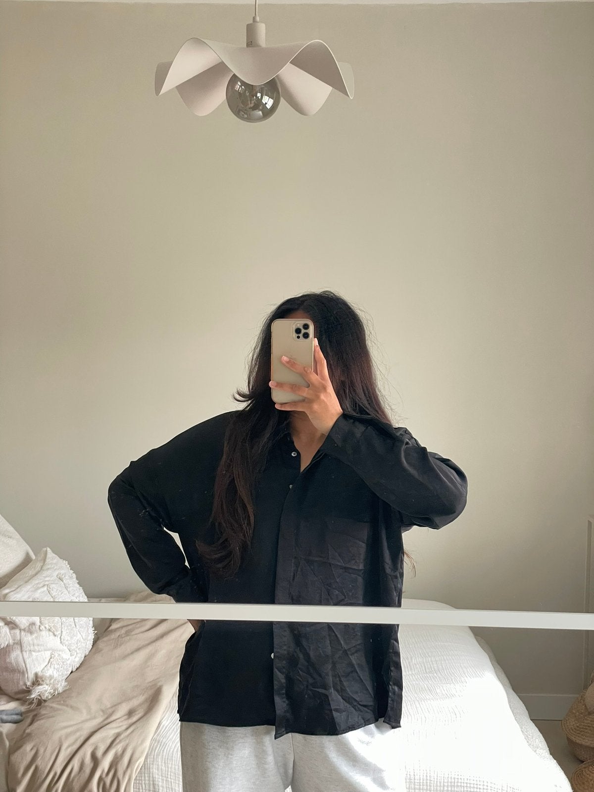 Zara Satijnen Blouse L, Ophalen of Verzenden, Gedragen, Maat 42/44 (L), Zwart