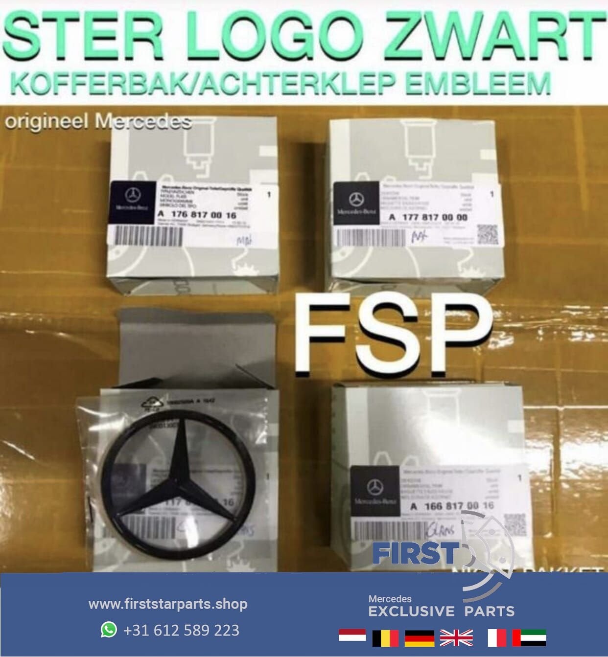 Mercedes AMG KOFFERKLEP LOGO ZWART W212 W213 W238 W156 W253, Gebruikt, -, Ophalen of Verzenden, -