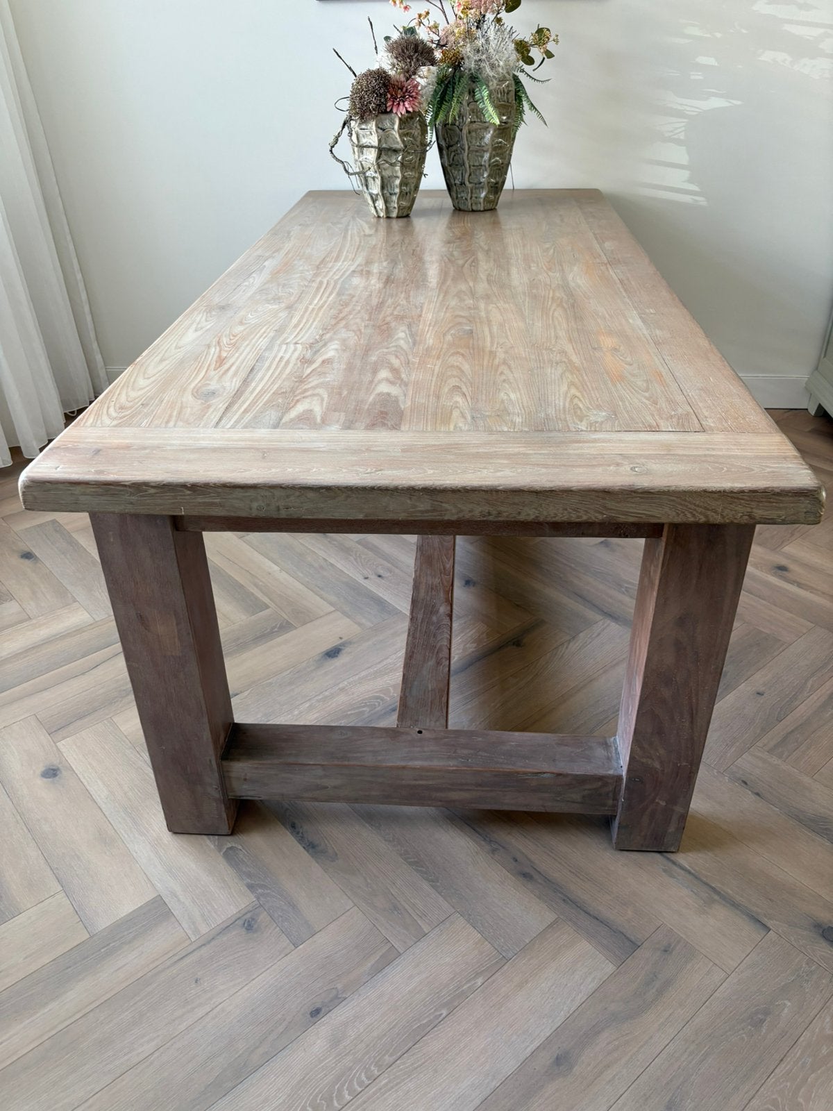 Massief teakhouten tafel, Huis en Inrichting, Ophalen, Gebruikt, Teakhout, 200 cm of meer