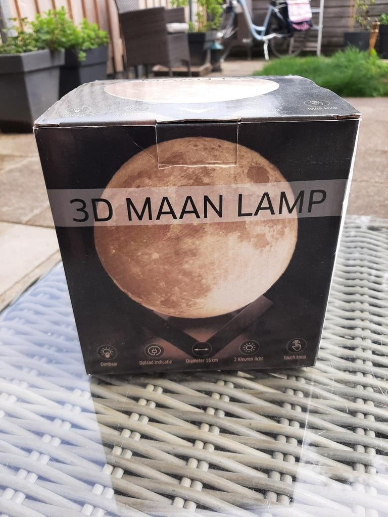 3 D Maanlamp Zo goed als Nieuw!!!, Huis en Inrichting, Ophalen of Verzenden, Zo goed als nieuw, Minder dan 50 cm