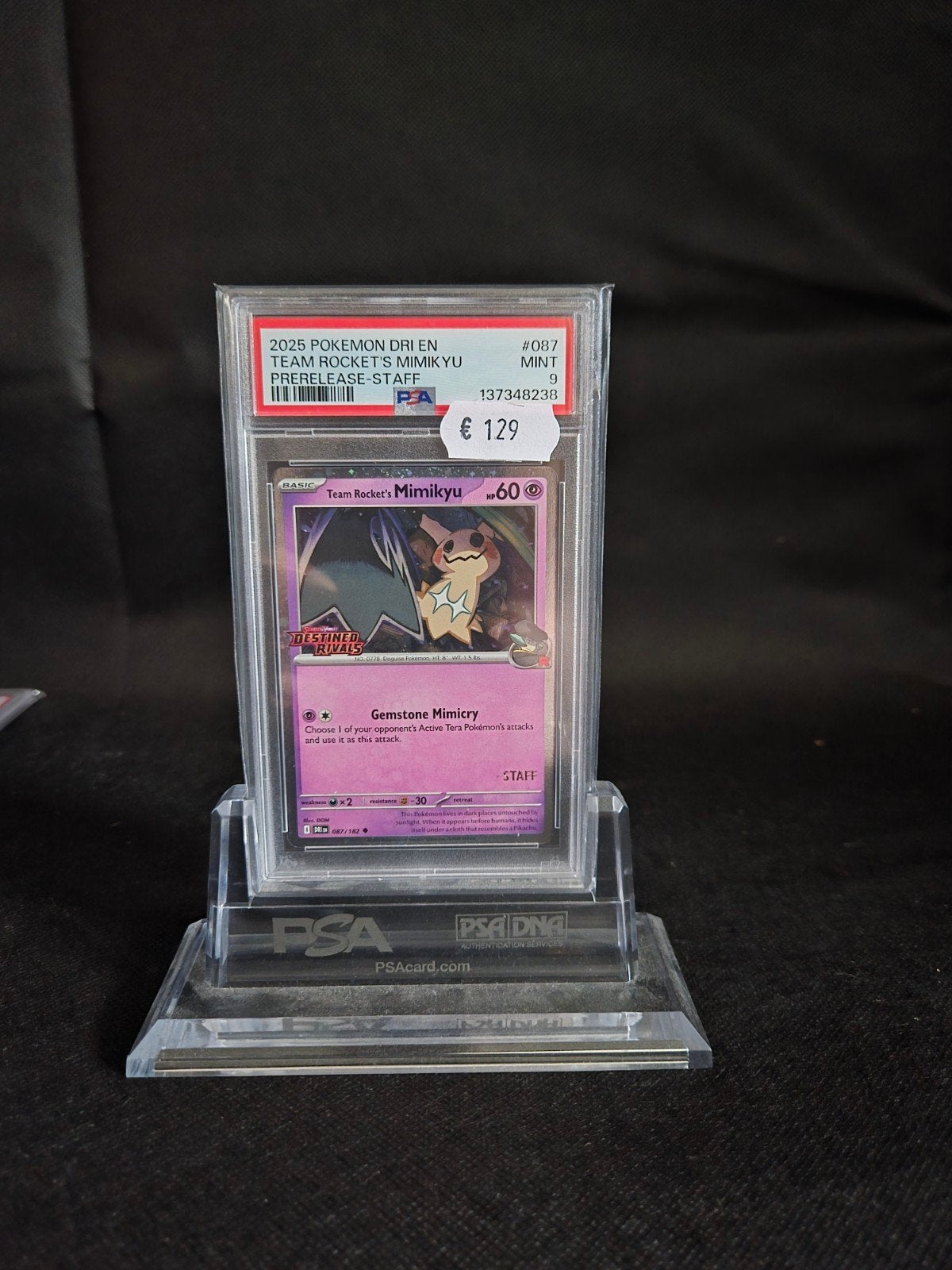 Team Rocket's Mimikyu Staff PSA 9 Pokemon Kaart, Ophalen of Verzenden