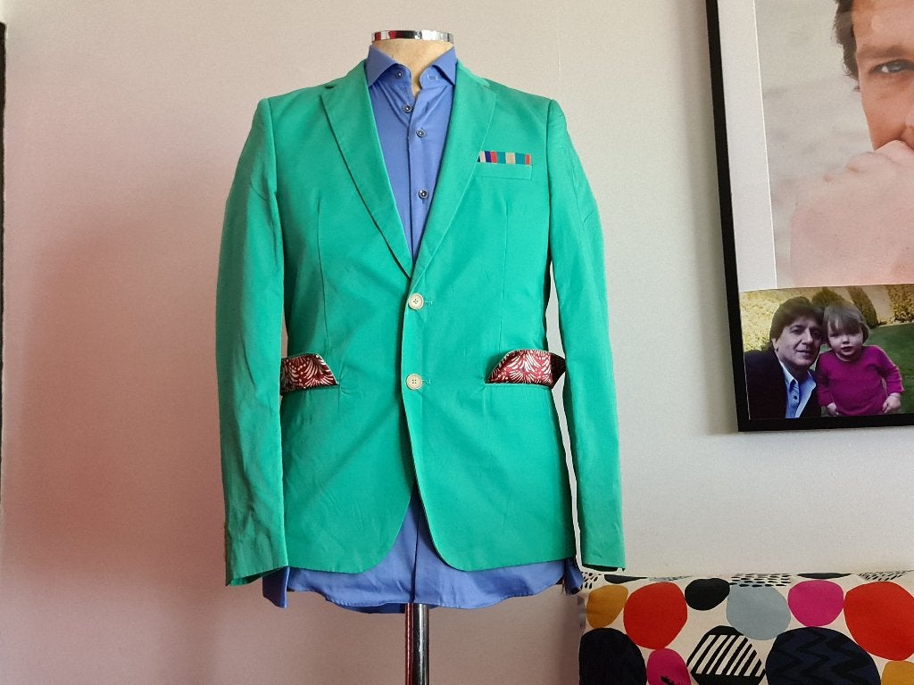 Schoct&Soda colbert  super pasvorm met groen kleurmaat 46