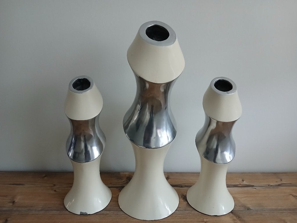 3 vazen., Overige materialen, Gebruikt, Wit, 39 cm