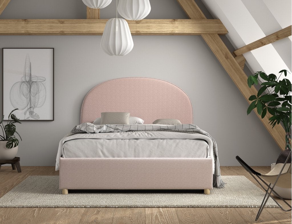 Moon 2-persoons opbergbed bouclé - Roze, Niet ingevuld, Niet ingevuld, Niet ingevuld