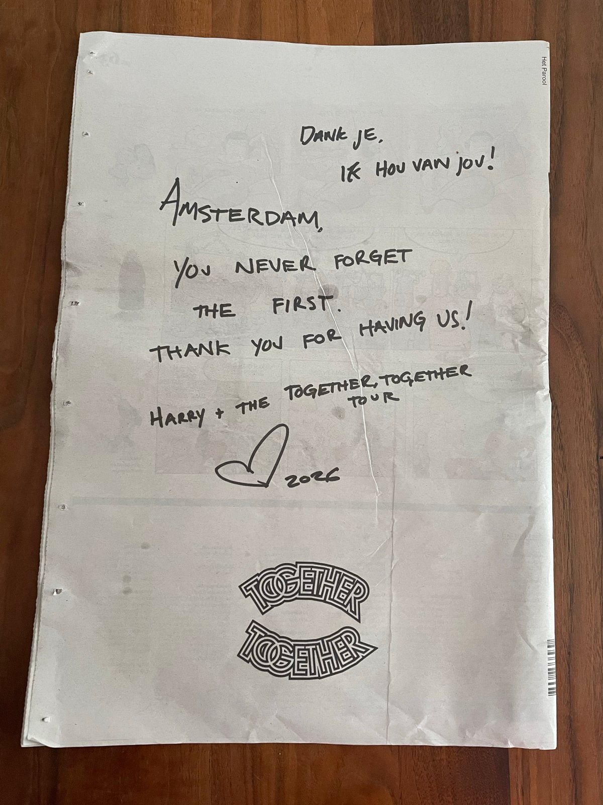 Harry Styles krant - opbrengst naar KNGF Geleidehonden, Ophalen of Verzenden, Zo goed als nieuw, Krant