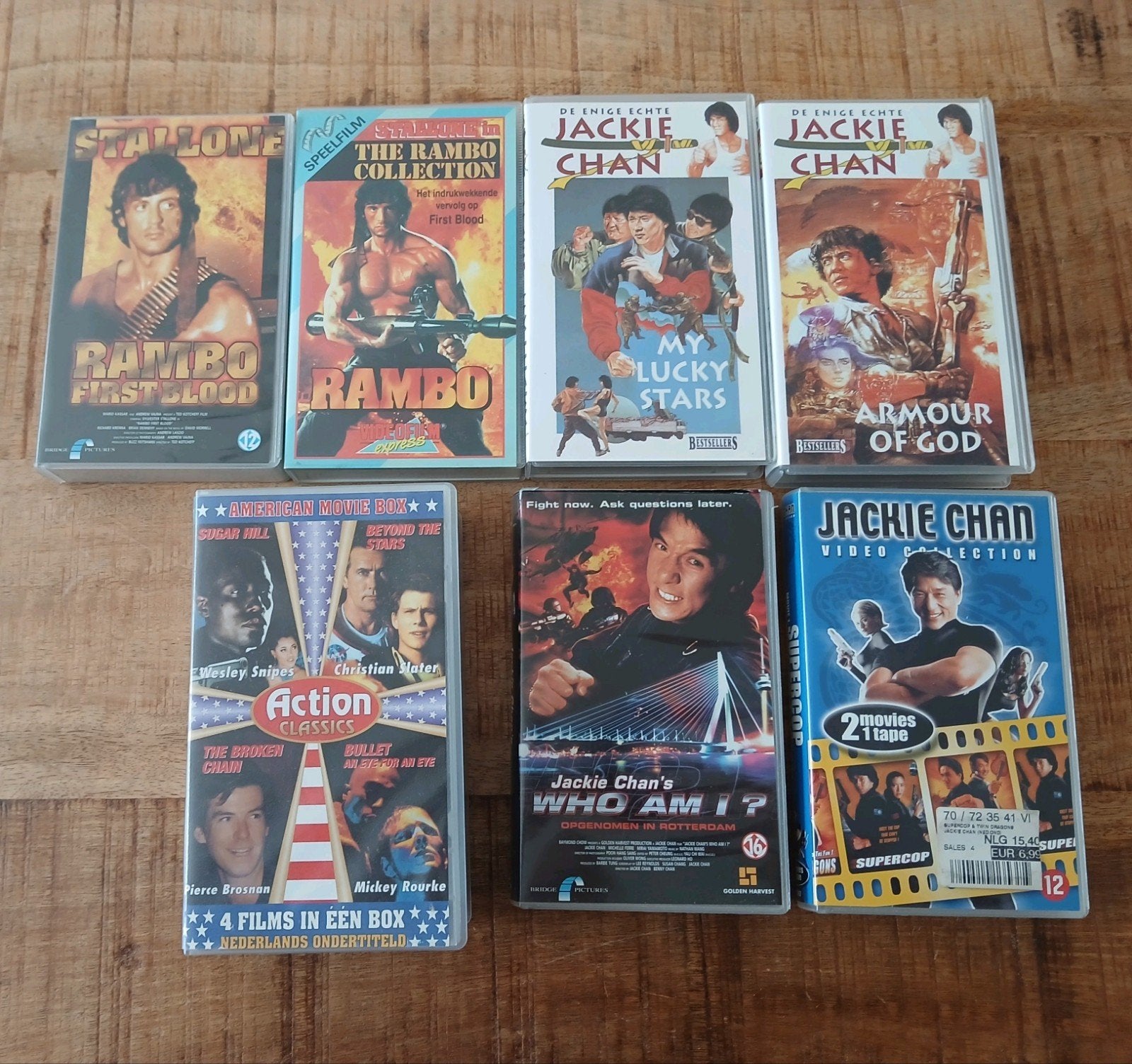 Videobanden Set | Rambo, Jackie Chan, etc., Cd's en Dvd's, Boxset, Ophalen of Verzenden, Actie en Avontuur, Vanaf 12 jaar