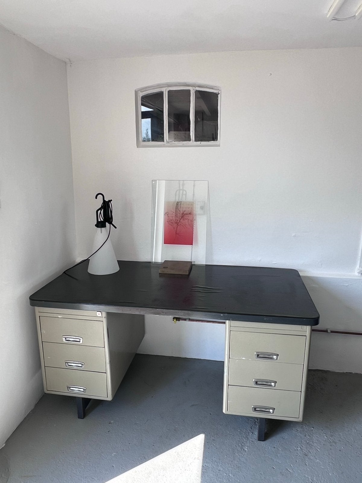 Vintage stalen bureau met lades, Ophalen, Gebruikt, Met lades, Metaal